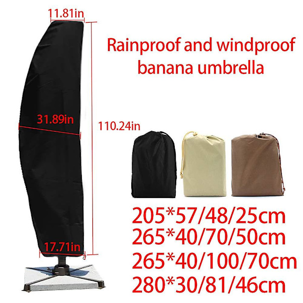 Parasol Beskyttelsescover Vandtæt/støvtæt/UV Oxford Paraplycover, 210d Fritstående Parasolcover