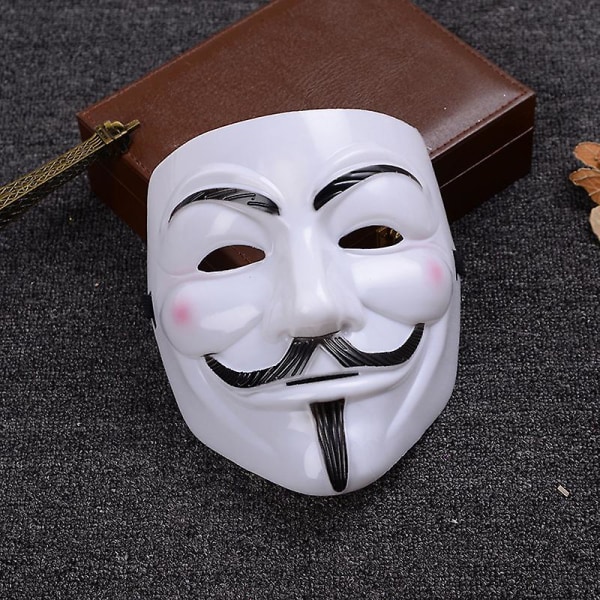 Hacker Mask V Til Vendetta Maske Til Børn Kvinder Mænd Halloween Kostume Cosplay Hvid 10stk