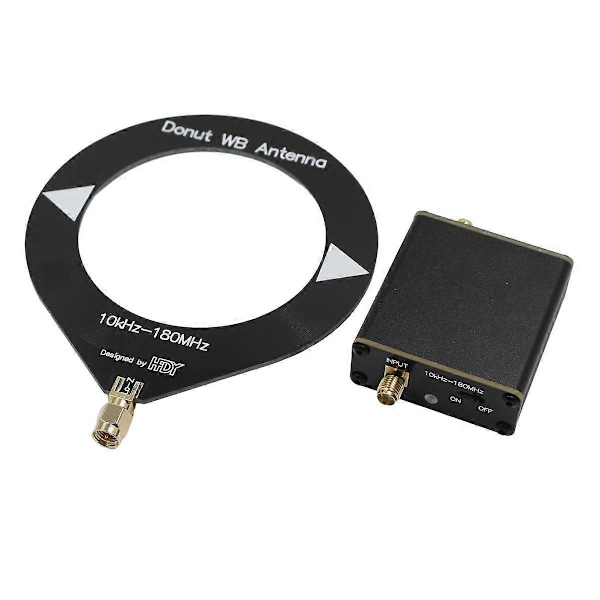 Mini Loop Antenne Høy Impedans Forsterker 10kHz-180MHz med Lav Impedans Konverter for Radio Walkie Talkie SDR Black