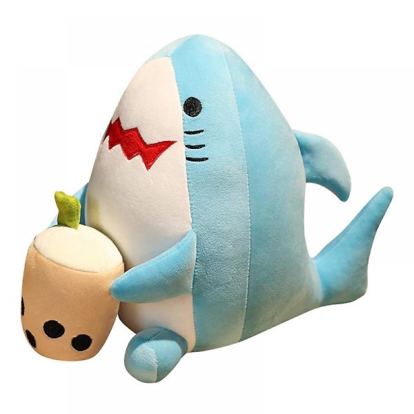 Shark Plyschleksak - 9-tums Shark Plysch Gosedjur - Krama och omfamna härlig japansk animestil present - Ice Bubble Milk Tea Shark Pojke och flicka present