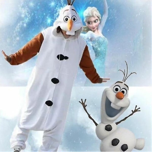 Olaf Frozen Adult Snowman Kostym Kigurumi Pyjamas Pyjamas Ozq Hög kvalitet S