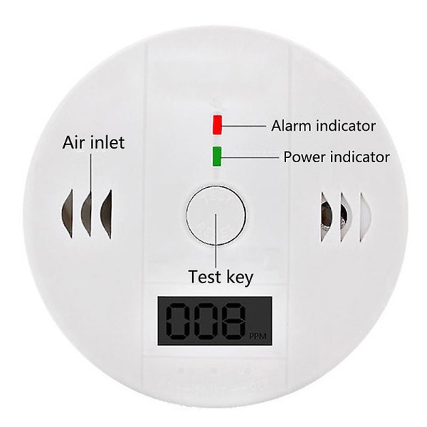 Lcd Carbon Monoxide Co-detektor Forgiftningsgasssensor Monitor Advarsel Alarmsett Shytmv One Size