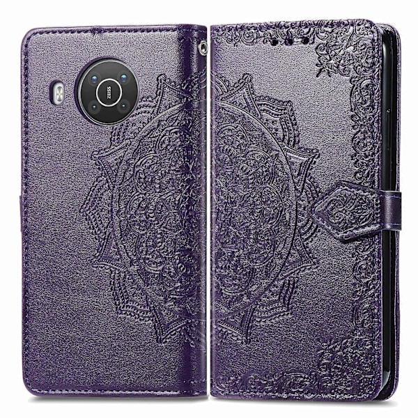 För Nokia X10 Mandala Blomma Präglat Horisontellt Flip Läderfodral med Ställ / Kortplats / Plånbok / Snodd Purple