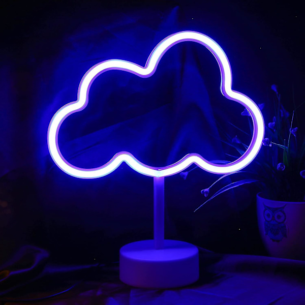 Sininen pilvi neonvalot - Huoneen sisustus LED-kyltti. USB-akkuvirralla toimiva kodin sisustus neonpöytävalaisin huoneeseen/makuuhuoneeseen/olohuoneeseen/juhliin, neonvalot Decora