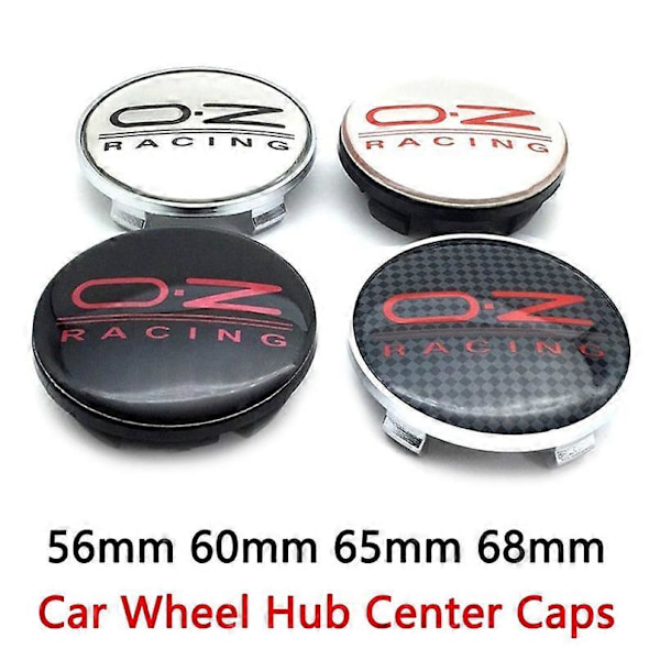 4 stk. 56mm 60mm 65mm 68mm Bilhjul Navkapsler For Felgdeksel Auto OZ Racing Logo Badge Emblem Eksteriør Styling Tilbehør 56mm Black Red
