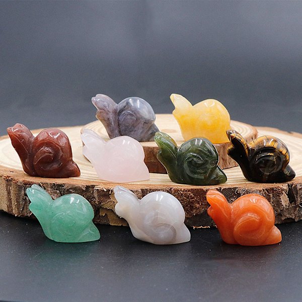 Sneglefigurer i imiteret krystalagatsten, miniature udskåret dyremodel, landskabsornament, sneglestatue, kunsthåndværksdekoration til soveværelse, stue G