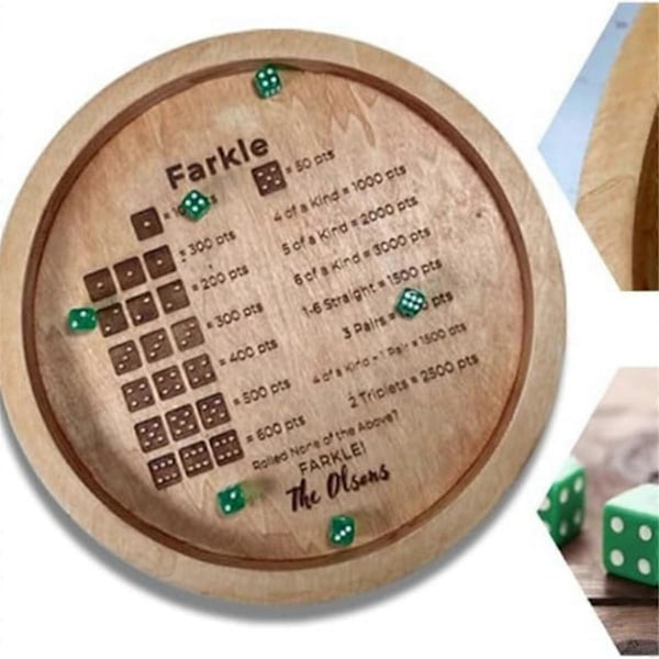 Tärningsbricka i trä för Farkle Classic Dice Game, Farkle tärningsbricka, Farkle Classic Dice Game, Tärningsbricka