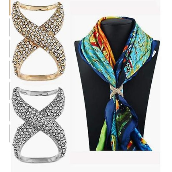 Wabjtam 2 st Legering Halsduk Slide/ring/klämma & T-shirt/sjal/midja Spänne Mode Strass Släta Halsduksklämmor Sidenlås Kläder Omslag Fästhållare F