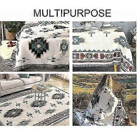 Plaid Amerikansk Etnisk Stil Sofabetræk Strikket Fuld Sæt Jacquard Sofatæppe-90*90cm