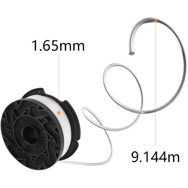 2 kpl Black & Decker -siimaleikkurin puola, musta siima ja 1 siimaleikkurin puolan suojakansi, 100 puolan pussi (2+1+1)