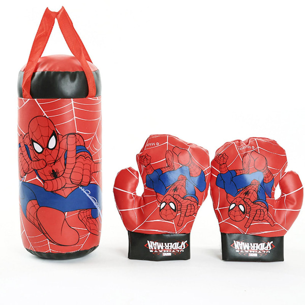 Spider Man boxningshandskar, set för barn, inklusive boxhandskar för barn, boxningsväskor, Pu barnboxning Muay Thai Free Combat Sandb