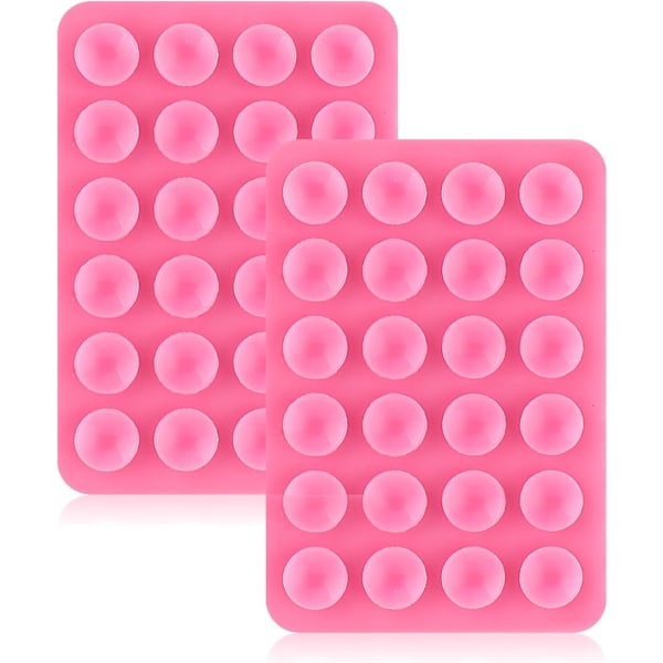 2 stycken silikon sugpropp mobilskal självhäftande fäste, sugkopp mobilskal fäste halkfritt handsfree fäste (rosa)