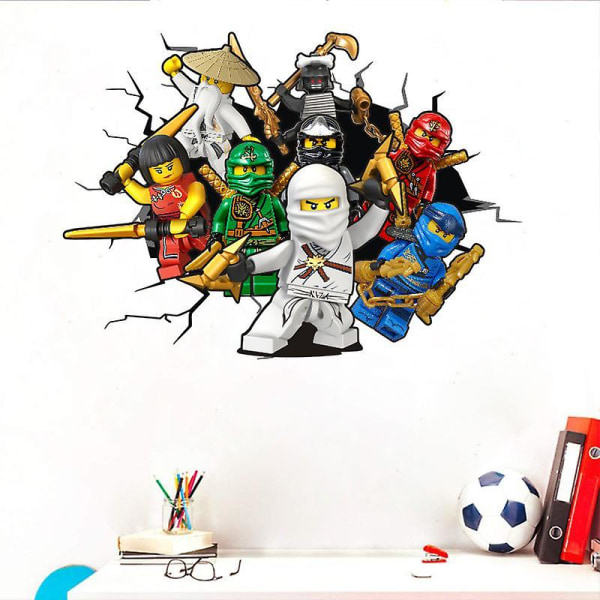 Phantom Ninja Wall Stickers 3d Broken Wall Anime Plakat Dekorasjon Barnerom Sticker Sticker Cartoon Door Sticker