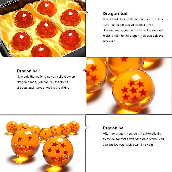 Stars Dragon Ball Z Crystal Balls Set Collection I Box Set Gåvor (pack med 7) Actionfigurleksaker