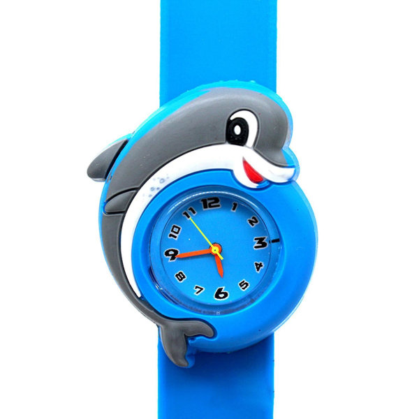 Sødt tegneserie farverigt kvarts ur med silikone rem Glas spejl ur gave til Dolphin