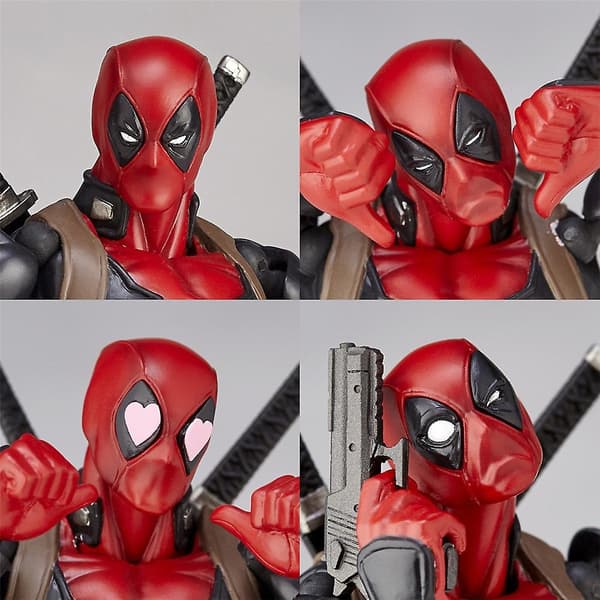 Deadpool Actionfigur, Avtakbart og Utbyttbart Ansikt, Samleobjekt Dukkefigur Leke Skrivebordsdekorasjon Gave