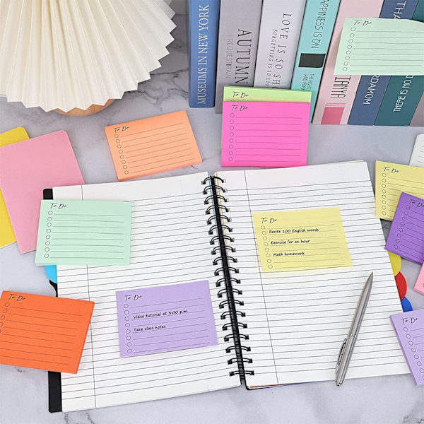 9 Pakke To Do List Sticky Notes, 450 Ark Selvklæbende To Do Sticky Notes med Linje, 3x4 tommer klæbende post-it notes (Flerfarvet)