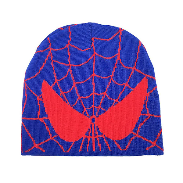Spider-Man Voksen Unisex Varm Vinterlue for Menn Kvinner Superhelt Spiderman Ski Skull Cap Cosplay Kostyme Blue