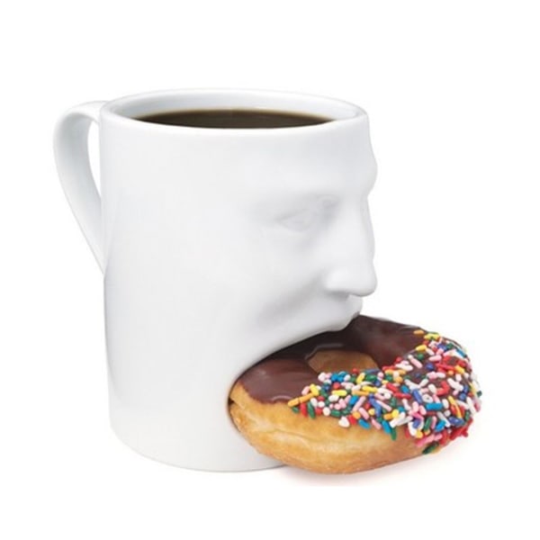 Kaffekop Stilfuld Keramisk Tekop med Kiks Holder Kreativt Ansigt Form Vandkop til Hjemmekontor