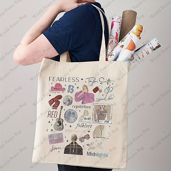 Fearless Casual Print Canvas Handbag The Ears Tour Luggage Bag Fashion Tote Bag Taylor Merch Shoulder Bag