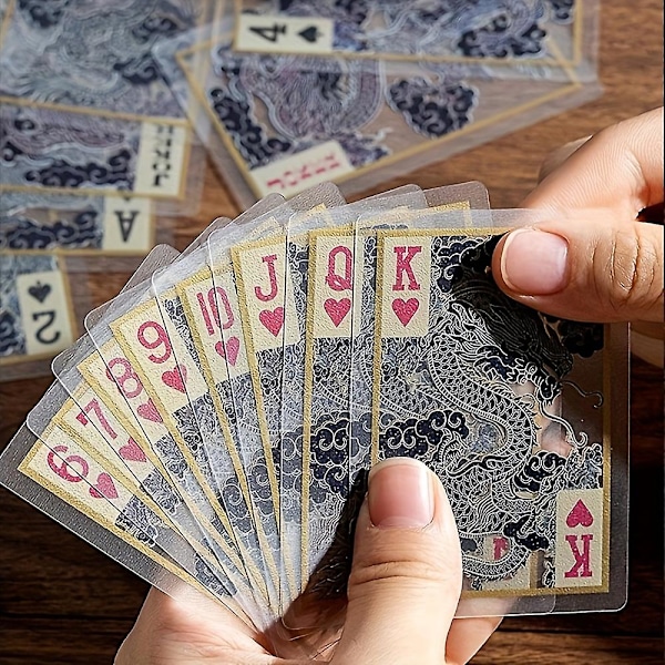Uudet mallit Läpinäkyvät PVC Vedenpitävät Pelikortit, Täydelliset Kotiin, Matkalle Tai Pöytäpeleihin, Jouluun, Halloweeniin, Kiitospäivän Lahjaksi dragon card game