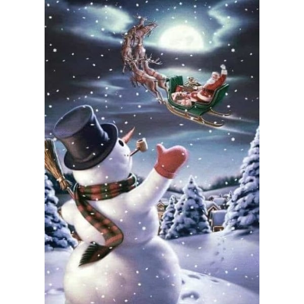 Jule diamantmaleri for voksne, snømann velkommen julenissen