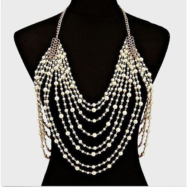Women Sexy Pearl,Body Chain Layered Tassel,Necklace Bikini Beach Accessories Lingerie,Bra Chain Jewelry