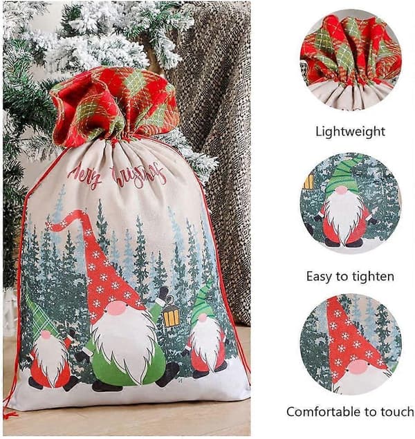 Julfest Gnome Mönster Presentpåse Julväskor Julväskor För Presenter Julgran Mönster Presentpåse 70X49 CM