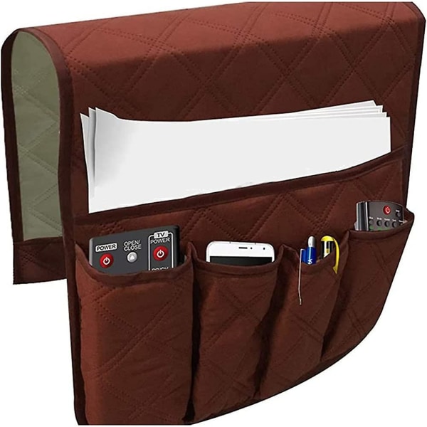 Armstöd Förvaringsväska Halkfri Soffa Armstöd Organizer 90 * 33cm 5 Fickor Soffa Organizer För Tv Fjärrkontroll Magasin Böcker Mobiltelefon, Brun