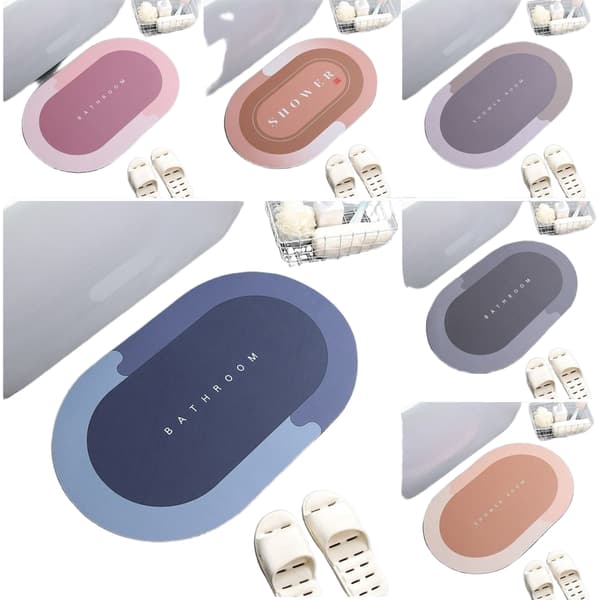 Modern Dusch Badrum Sovrum Halksäker Absorberande Matta Mörkgrå