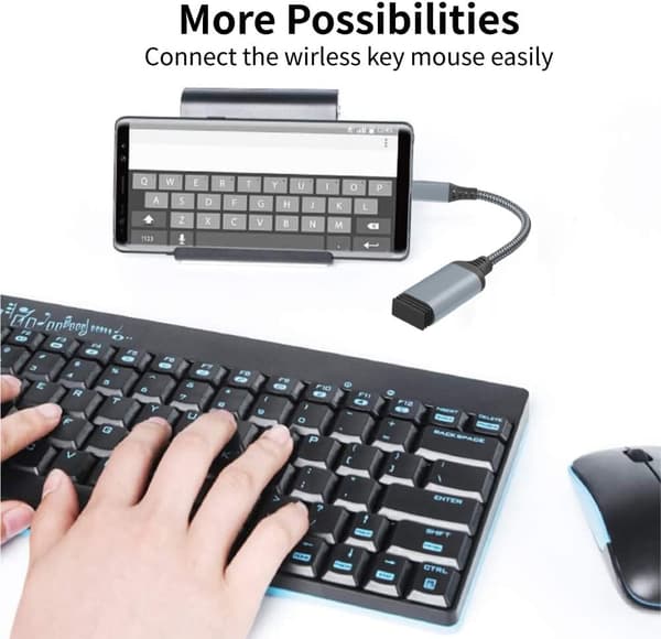 USB C - USB-sovitin, 2 kpl USB C uros - USB 3.0 naaras -sovitin, Thunderbolt 3 - USB naaras -sovitin MacBookille, harmaa 0,2 m