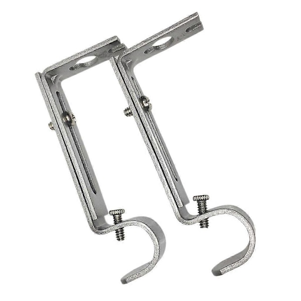 2 Stycken Justerbara Metall Gardinstång Väggfäste Krok Hållare Silver