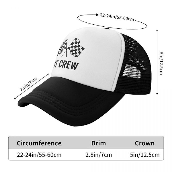 Trendig keps med schackrutig flagga för racingteam, justerbar basebollkeps för män och kvinnor, sportig trucker-keps Gray Trucker Hat