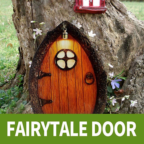 6-delars älvdörr, trädörr, älvdörr för fantasi i barnrum, trädgård, konst, skulptur