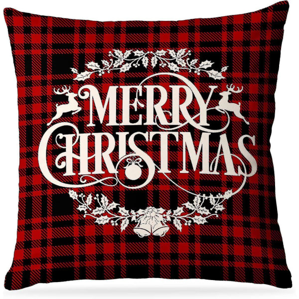 Julepudebetræk - Glædelig jul - Julepynt Pudebetræk - Julepudebetræk Pude - Dekorativ til sofa - 18 X 18 tommer