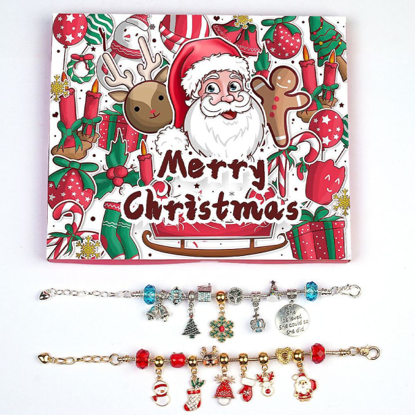 2022 jul adventskalender 24 dagars nedräkning Barn gör-det-själv Armband Charm Pärlor Set Surprise Blind Box Presentpresent till barn Flickor