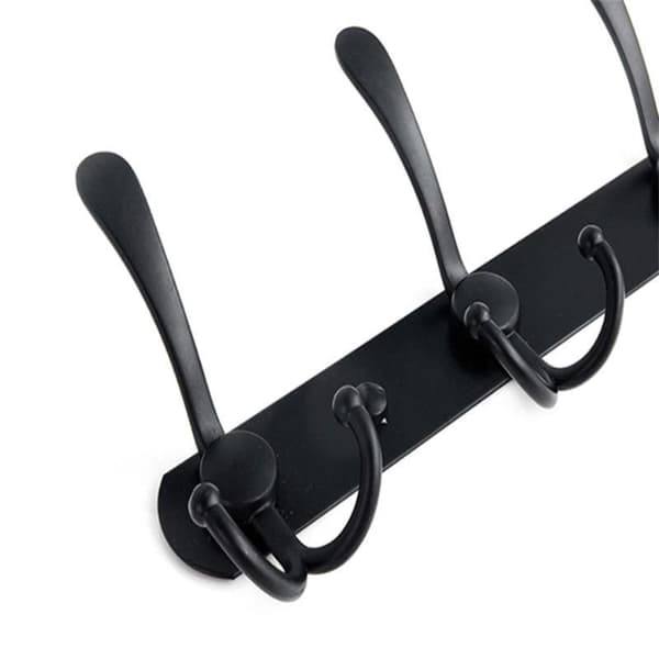 Wall Mounted Coat Rack, 5 Triple Hooks Heavy Duty Non-Slip Coat Hook (Black)