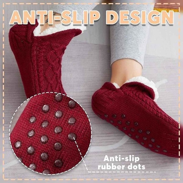 Fuzzy hjemmesko Sokker Blød Varm Hyggelig Fluffy Fleece Sokker Indendørs Gulv Skridsikre sokker Red Size 35-39