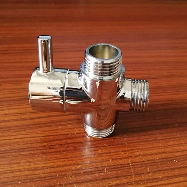 Avledningsventil, Han G1/2; Mässingkran T-adapter Krom Badrum Duschkran Tillbehör Vattenavledare 3-vägs Han Fyllventil