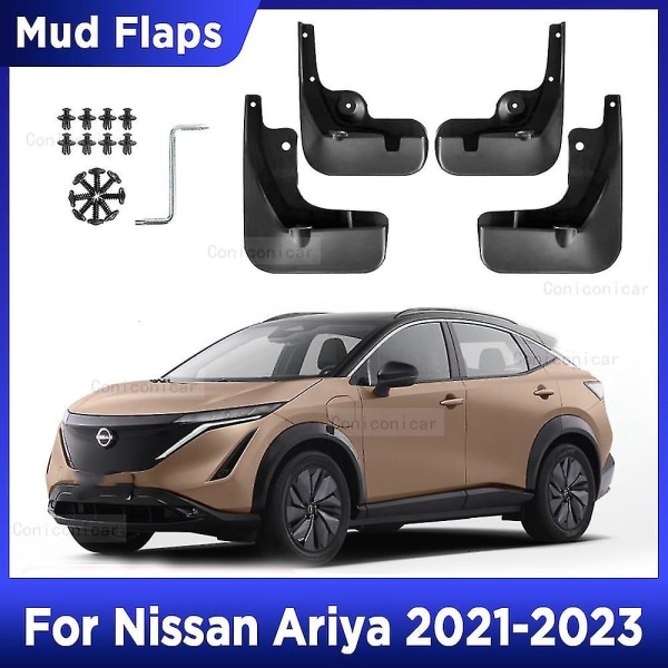 For Nissan Ariya 2021 2022 2023 4 stk. Sprutlapper Sprutbeskyttere Mudguards Mudflaps Foran Bak Skjerm Auto Styline Biltilbehør