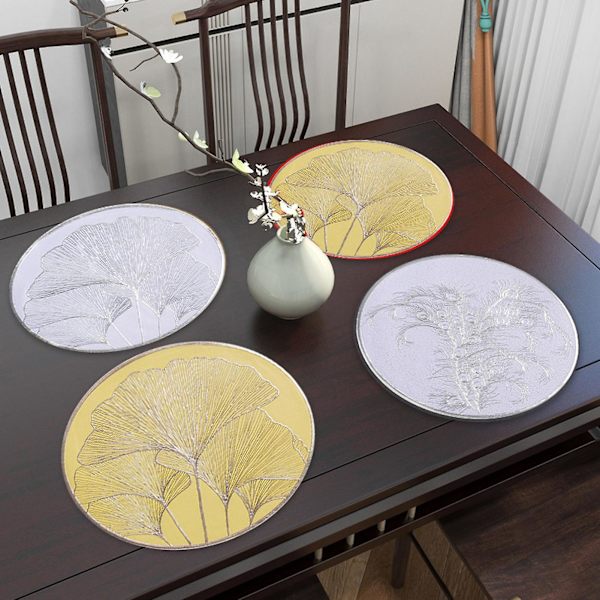 Pöytätabletti Hieno Pyöreä Tabletti Lämmönkestävä Uudelleenkäytettävä Pöytämatto Juhlapyhien Koristeluun Silver