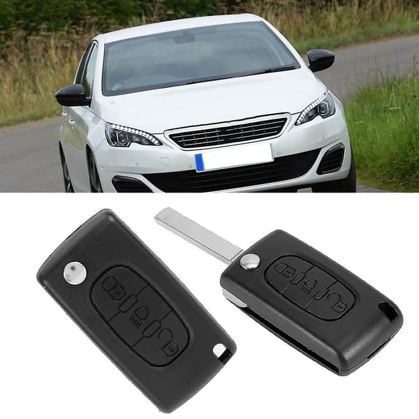 3-knaps bilnøgleflip-etui med nøgleblad til Citroen C3 C4 C5 C6 Picasso