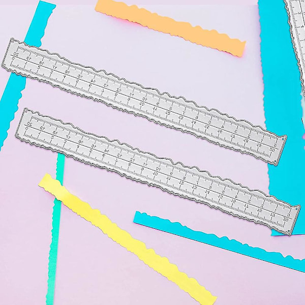 3 Stycken 21,3 cm Metall Oregelbundna Kanter Linjal Kanter Linjal För Korttillverkning Scrapbooking Skola Kontor as shown