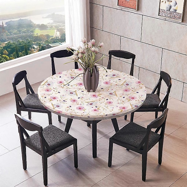 Vattentätt Halkfritt Runt Elastiskt Bordsöverdrag Klassiskt Mönster Bordsduk E - 120cm (48 Inch)