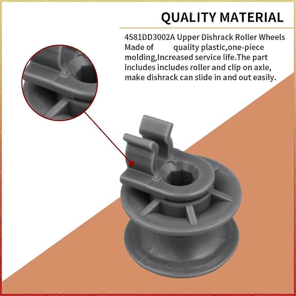 8 stk 4581DD3002A Oppvaskmaskin Øvre Stativ Hjul, Oppvaskstativ Rulle og Akselmontering Reservedel for