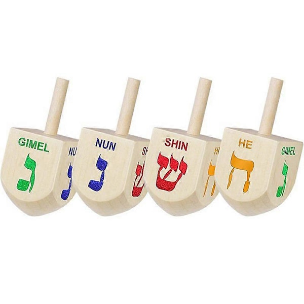 10 stk. Hanukkah Træ Dreidel Sæt Klassiske Spindende Toppe til Børn Hanukkah Træ Dreidel Hanukkah Festartikler og Dekorationer Multi 4.00X2.00X1.80CM