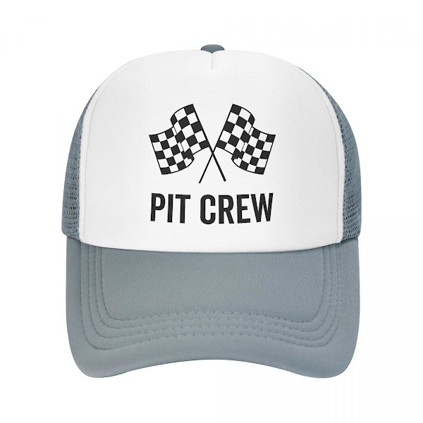 Trendig keps med schackrutig flagga för racingteam, justerbar basebollkeps för män och kvinnor, sportig trucker-keps Gray Trucker Hat