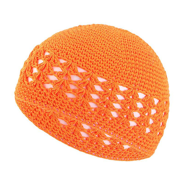 Enkel Farge Håndlaget Hekle Lue For Kvinner Menn Vinter Hold Varm Strikkeluer fluorescent orange