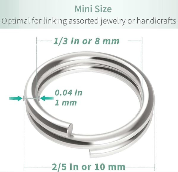 100 stk. 10 mm Mini Split Jump Rings - Smykkeforbindelser