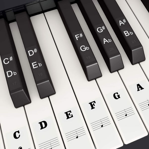 Klaver Keyboard Klistermærker Til 49/54/61/88 Hvide Og Sorte Tangenter, Musik Elektronisk Klaver Keyboard Note Klistermærker